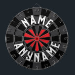 Custom NAME Love ANY NAME Black Charcoal Red Heart Dartbord<br><div class="desc">Aangepaste NAAM Houd van ELKE NAAM Bewerkbare boven- en ondertekst met rood hart op zwart en houtskool gekleurd dartbord. Personaliseer de boven- en ondertekst naar wens!</div>