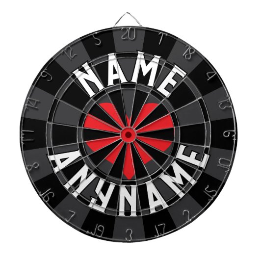 Custom NAME Love ANY NAME Black Charcoal Red Heart Dartbord (Voorkant)