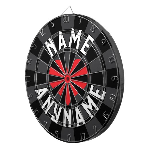 Custom NAME Love ANY NAME Black Charcoal Red Heart Dartbord (Voorkant Rechts)