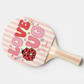 Custom Name Love Bug Valentine's Day Ladybug Pink Tafeltennisbatje (Zijkant)