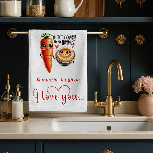 Custom Name Love Kitchen Towel Funny Food Art Theedoek