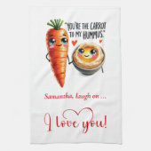 Custom Name Love Kitchen Towel Funny Food Art Theedoek (Verticaal)