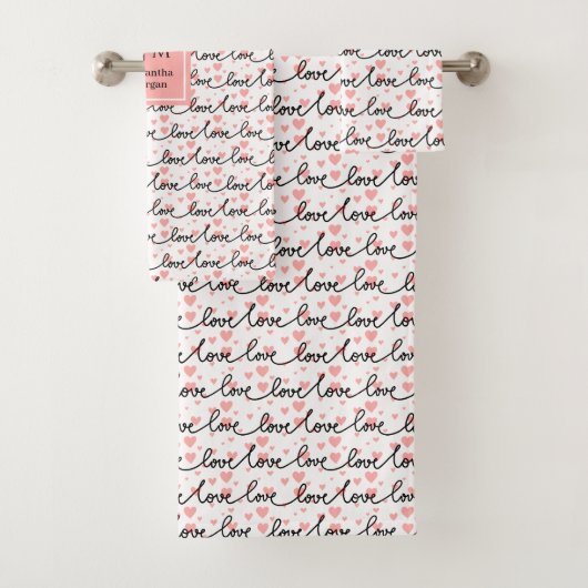 Custom Name Love Text Bath Towel Valentine Gift Bad Handdoek (Insitu)