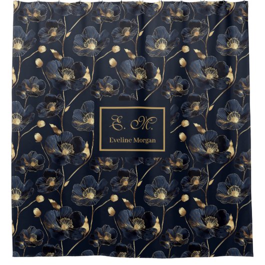 Custom Name Lux Botanical Flower Design Douchegordijn (Voorkant)