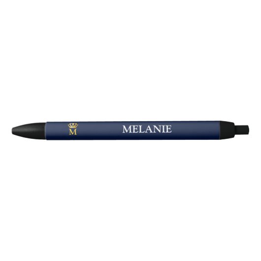 Custom Name Luxury Royal Elegant Monogran  Zwarte Inkt Pen (Voorkant)