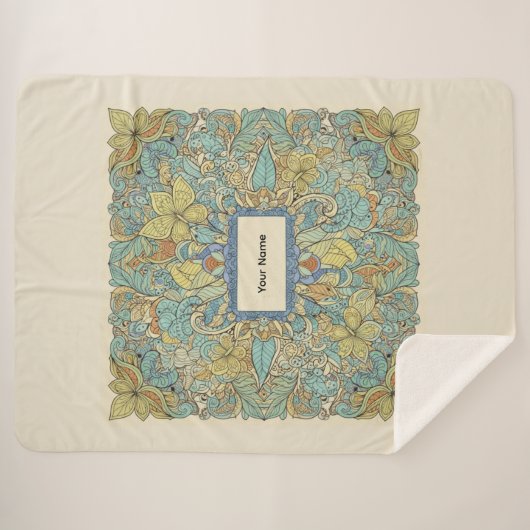 Custom Name Luxury Zentangle Sherpa Blanket Sherpa Deken (Voorkant (horizontaal))
