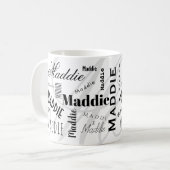 Custom Name Maddie Black White Coffee Mug Koffiemok (Voorkant links)