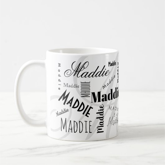 Custom Name Maddie Black White Coffee Mug Koffiemok (Links)