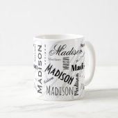 Custom Name Madison Black White Coffee Mug Koffiemok (Voorkant rechts)