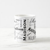 Custom Name Madison Black White Coffee Mug Koffiemok (Center)