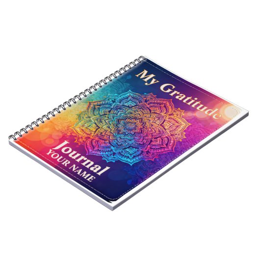 Custom Name Mandala Gratitude Journal Notitieboek (Linkerzijde)