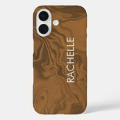 Custom name marble brown texture Case-Mate iPhone case (Achterkant)