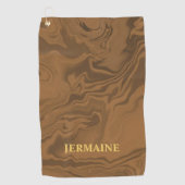 Custom name marble brown texture golfhanddoek (Voorkant)