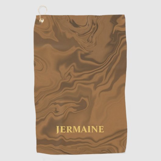 Custom name marble brown texture golfhanddoek (Voorkant)