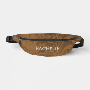 Custom name marble brown texture heuptasje