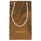 Custom name marble brown texture klein cadeauzakje (Voorkant)