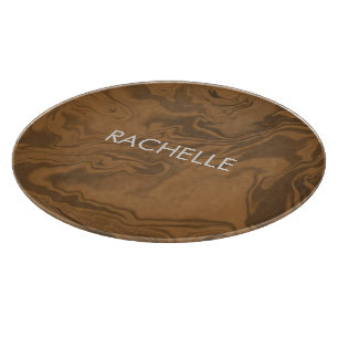 Custom name marble brown texture snijplank