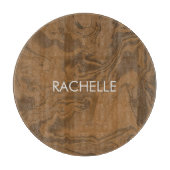 Custom name marble brown texture snijplank (Voorkant)