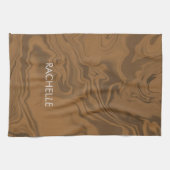 Custom name marble brown texture theedoek (Horizontaal)