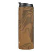 Custom name marble brown texture thermosbeker (Geroteerd rechts)