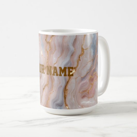Custom Name Marble Mug | Personalized Gold Textmug Koffiemok (Voorkant rechts)
