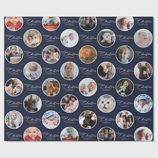 Custom Name Merry Christmas Script 28 Photo Cadeaupapier (Vlak)