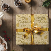 Custom Name Message Gold Christmas Wrapping Paper Cadeaupapier