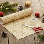 Custom Name Message Gold Christmas Wrapping Paper Cadeaupapier