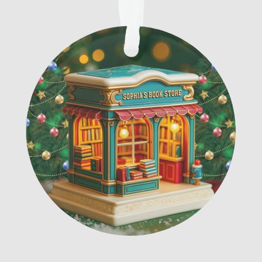 Custom name> message me Bookstore Ceramic Ornament (achterkant)