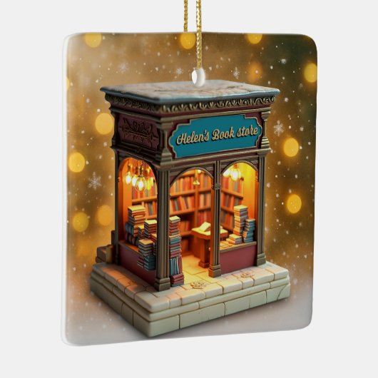 Custom name> message me Bookstore Ceramic Ornament (Rechts)