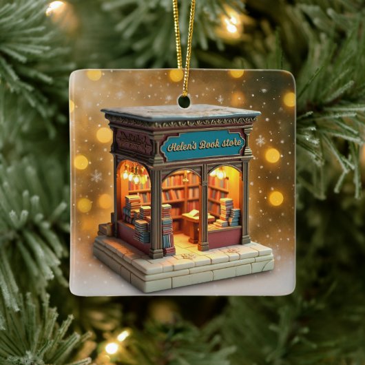 Custom name> message me Bookstore Ceramic Ornament (Boom)