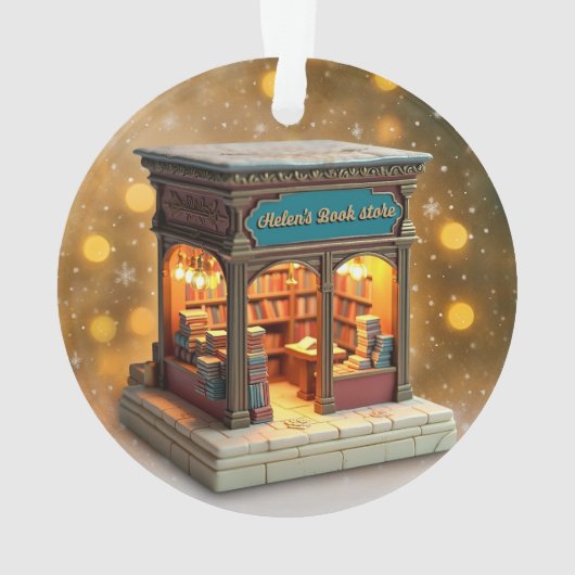 Custom name> message me Bookstore Ceramic Ornament (achterkant)