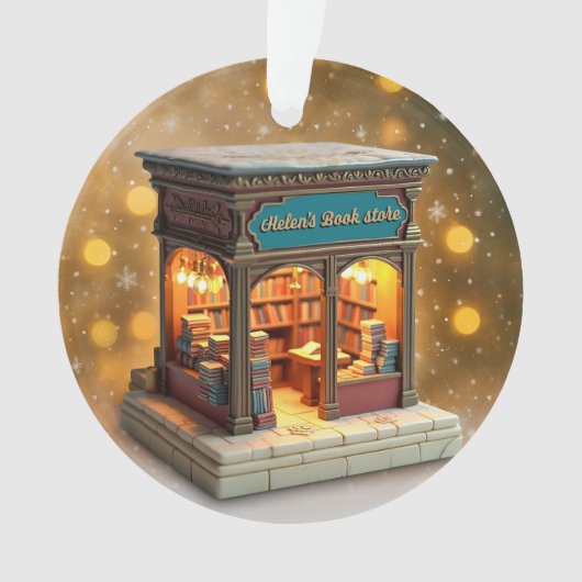 Custom name> message me Bookstore Ceramic Ornament (voorkant)