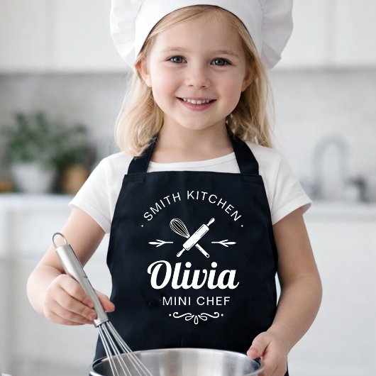 Custom Name Mini Chef Kids Apron with Kitchen Name Schort