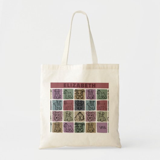 Custom Name Miniature Schnauzer Retro Art Gift Tote Bag (Voorkant)