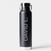Custom Name Minimalist Black Waterfles (Voorkant)