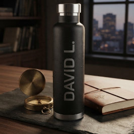 Custom Name Minimalist Black Waterfles