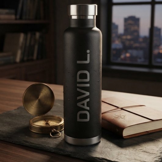 Custom Name Minimalist Black Waterfles