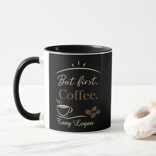 Custom Name Minimalist Coffee Mug Gift Mok (Met donut)