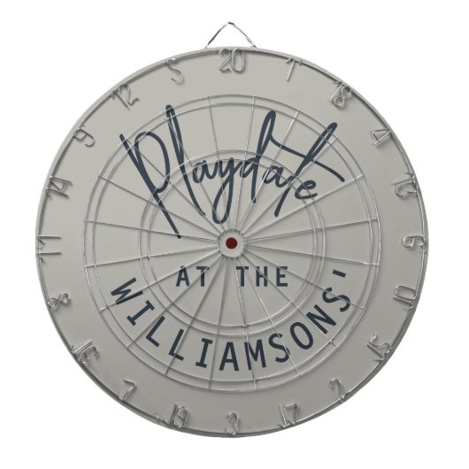 Custom Name Minimalist Gray Navy Blue Playdate  Dartbord (Voorkant)