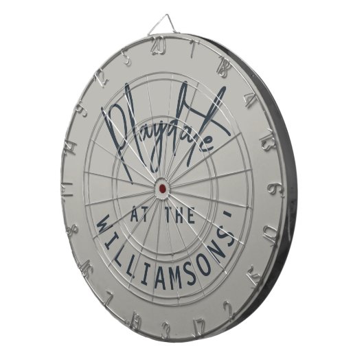 Custom Name Minimalist Gray Navy Blue Playdate Dartbord (Voorkant Rechts)