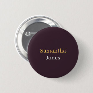 Custom name minimalist modern burgundy ronde button 5,7 cm