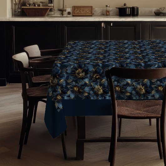Custom Name Minimalist Navy Gold Tablecloth Chic  Tafelkleed