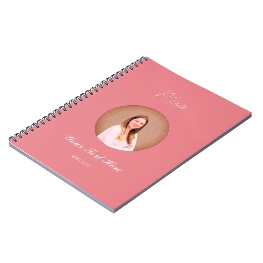 Custom Name Minimalist Spiral Photo Notebook  Notitieboek (Linkerzijde)