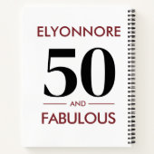 Custom Name Modern 50 And Fabulous Cherry Wine  Notitieboek (Achterkant)