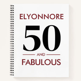 Custom Name Modern 50 And Fabulous Cherry Wine  Notitieboek