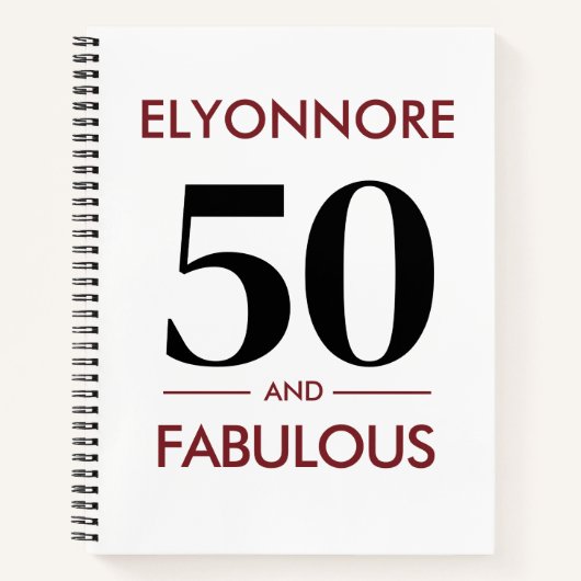 Custom Name Modern 50 And Fabulous Cherry Wine  Notitieboek (Voorkant)