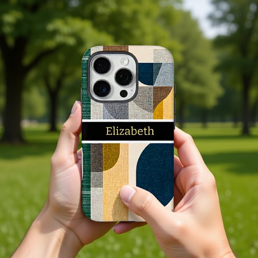 Custom Name Modern Abstract Geometric Marble Case-Mate iPhone Case