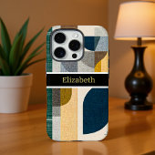 Custom Name Modern Abstract Geometric Marble Case-Mate iPhone Case