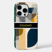 Custom Name Modern Abstract Geometric Marble Case-Mate iPhone Case (Achterkant)